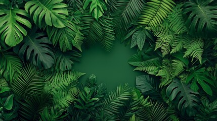 A lush arrangement of green leaves creating a tranquil and vibrant backdrop, perfect for nature-themed designs and projects.