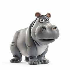 Hippopotamus cartoon plastic 3d clay isolated