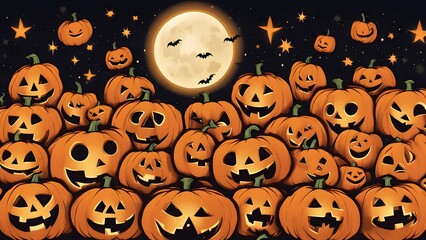 Fototapeta premium Jack-o'-Lantern Faces Generative AI