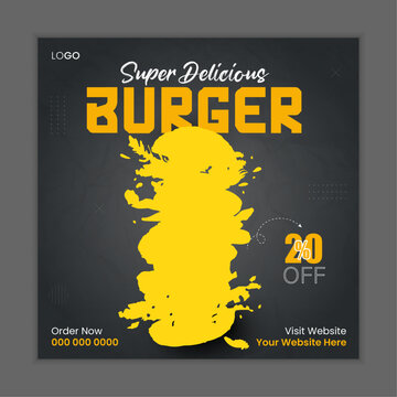 Special delicious fast food social media banner post template