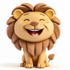 Obraz premium 3d render icon of lion cartoon plastic 3d clay isolated