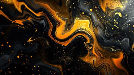 Obraz premium abstract background, swirls of yellow and black marble