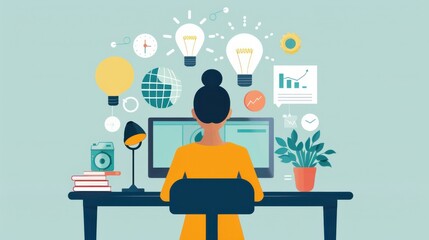 Online collaboration on a marketing campaign, coordinated and creative.