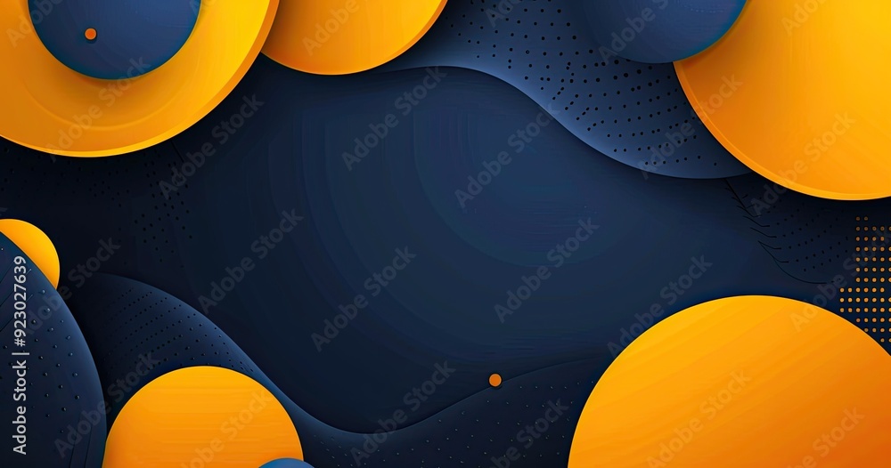 Wall mural abstract background vector design with yellow and dark blue gradient shapes, dynamic organic forms f