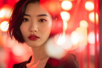 Naklejka premium A woman with red lipstick