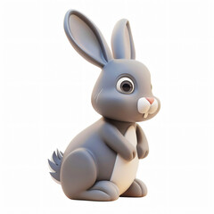 3d render icon of Rabbit cartoon plastic 3d clay isolated