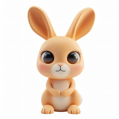 3d render icon of Rabbit cartoon plastic 3d clay isolated