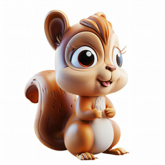 Naklejka premium 3d render icon of Squirrel cartoon plastic 3d clay