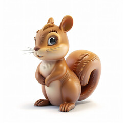 Naklejka premium 3d render icon of Squirrel cartoon plastic 3d clay