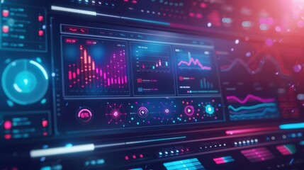 Obraz premium Predictive analytics dashboard showing market trends and forecasts, predictive analytics, data analysis