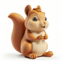 Naklejka premium 3d render icon of Squirrel cartoon plastic 3d clay