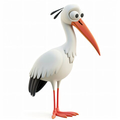 Fototapeta premium 3d render icon of Stork cartoon plastic 3d clay isolated