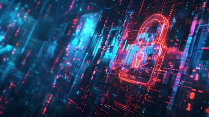 Obraz premium Craft a mesmerizing backdrop background featuring a digital padlock symbolizing IT security in a unique, abstract fashion