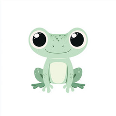 Fototapeta premium Playful Cartoon Frog Character Sitting on a Lily Pad - Fun and Colorful Illustration for Kids' Designs