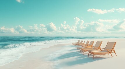 Relaxing Beach Scene with Lounge Chairs