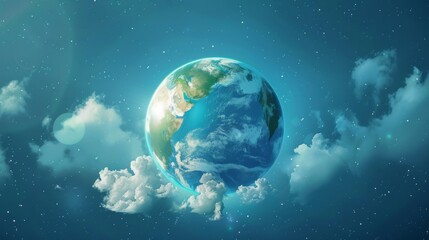 An animated Earth with a healthy ozone layer and clean air symbols, celebrating World Ozone Day