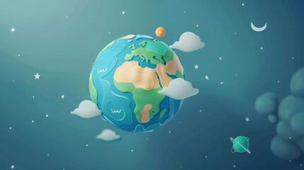 An animated Earth with a healthy ozone layer and clean air symbols, celebrating World Ozone Day