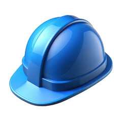 Blue construction helmet 3d isolated on transparent background