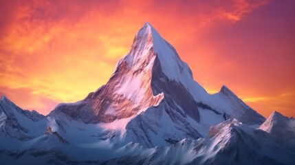 Majestic Mountain Peak at Sunset