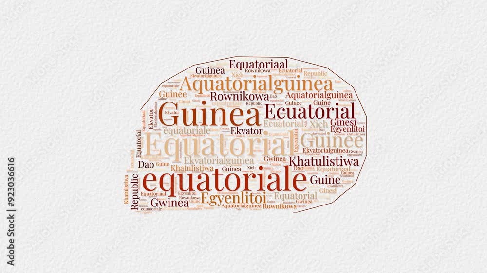 Poster equatorial guinea logo animation. equatorial guinea boundary word cloud animation. video of country 