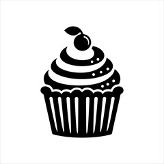 Cupcake vector icon silhouette vector illustration design on white background.