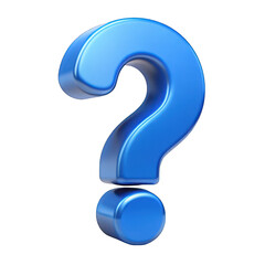 Blue question mark symbol 3d isolated on transparent background