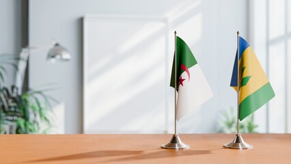 FLAGS OF ALGERIA AND SAINT VINCENT ON TABLE