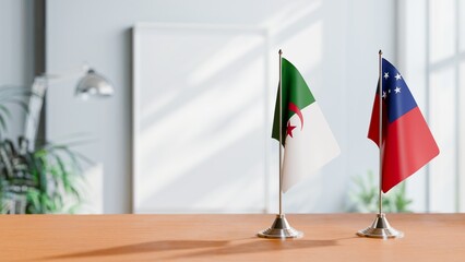 FLAGS OF ALGERIA AND SAMOA ON TABLE