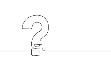 One continuous drawing of a question mark, Question mark one line art, hand drawn asking sign, Question Mark continuous line one line drawing isolated vector illustration