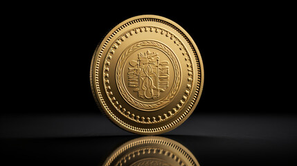 Flipping Gold Coin on Simple Background