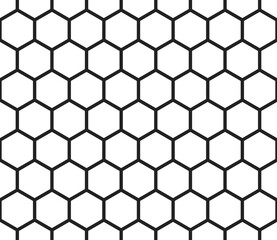 Hexagon vector pattern. Plain hexagon grid with bold cells. Hexagonal cells. Seamless tileable vector illustration.