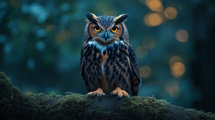 Enigmatic Owl at Night - Detailed and Realistic Nocturnal Portrait