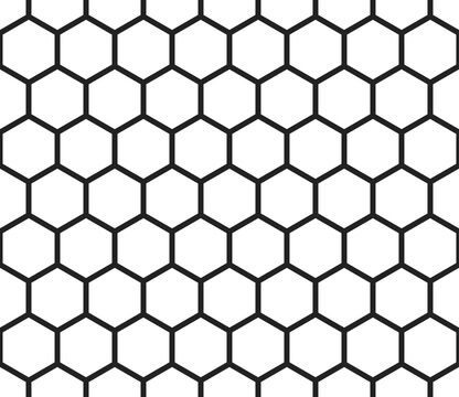 Hexagon vector pattern. Plain hexagon grid with bold cells. Hexagonal cells. Seamless tileable vector illustration.
