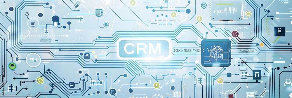 Poster abstract background with crm and circuit board design