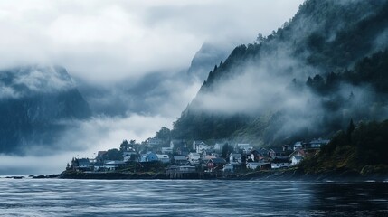 Obraz premium Misty and chilly, with rain falling on the coastal and mountainous regions.