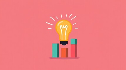 A bright light bulb symbolizes creativity and innovation above colorful bar graphs, conveying a sense of inspiration and growth.