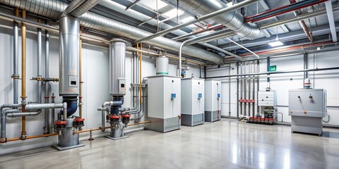 Boiler room with a heating system , hot water boiler, industrial equipment, machinery