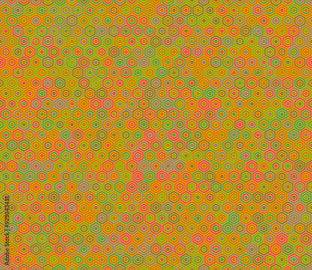 Poster abstract pattern of hexagon shapes. stacked hexagon bold mosaic cell. hexagon shapes. multiple tones