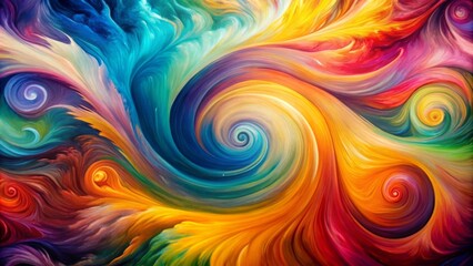 Abstract colorful oil painting with vibrant swirls and blend of hues , painting, abstract art, colorful, oil, vibrant