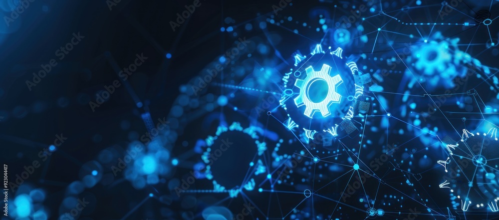 Poster abstract digital network with gears