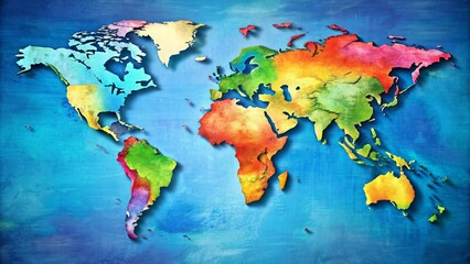 world map with vibrant colors and detailed geography, world,map,colorful, geography, earth, globe, continents, countries
