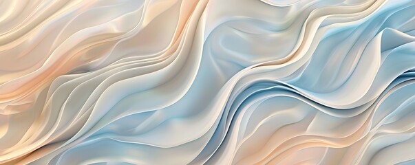 Abstract Wavy Background with Pastel Blue and Beige Tones