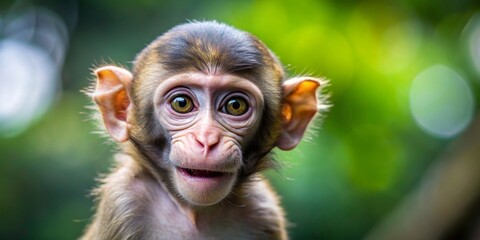 Fototapeta premium Playful small monkey with mischievous expression , mischievous, cute, animal, monkey, small, playful, mischief, funny