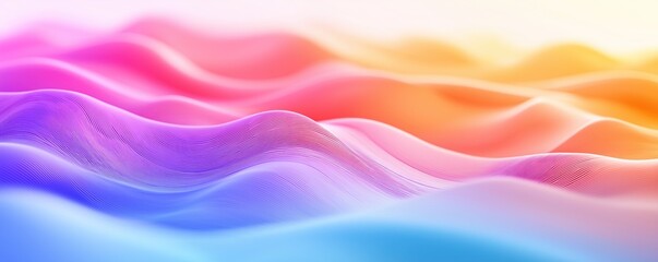 Obraz premium Layered waveforms, rippling effect, gradient colors, 3D abstract.