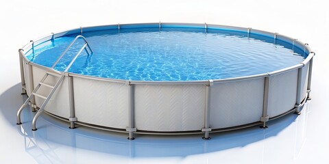 Above ground pool on white background, above ground pool, swimming pool, water, backyard, summer, relax, leisure, recreation, vacation