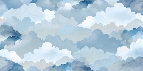Seamless Soft Clouds on Light Blue Background. Perfect for: Spring, Baby Showers, Cozy Winter, Home Decor, Website Backgrounds