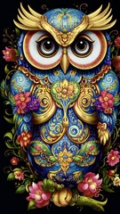Fototapeta premium Illustration of a painted owl
