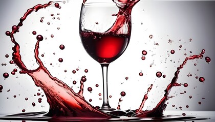 Red wine splash over white background