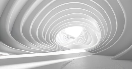 Abstract White Curved Tunnel Architecture