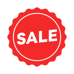 Red Sale Sticker label, Promotion Discount Banner design template for marketing. Special offer promotion or retail. Red badge typography minimal Text and Round circle sticker.